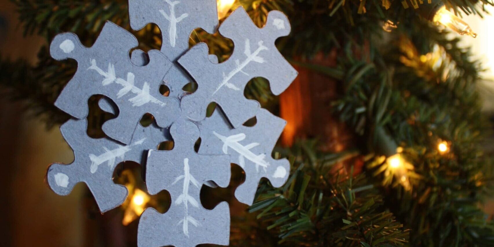 How To Make A Puzzle Piece Snowflake Ornament Craft